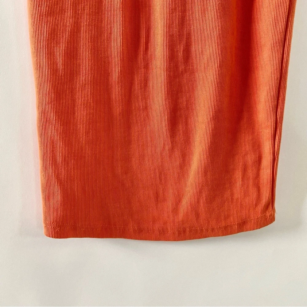 NWT Missguided Cut Out Long Sleeve Rib Bodycon Midi Dress Orange 2 - Picture 9 of 16